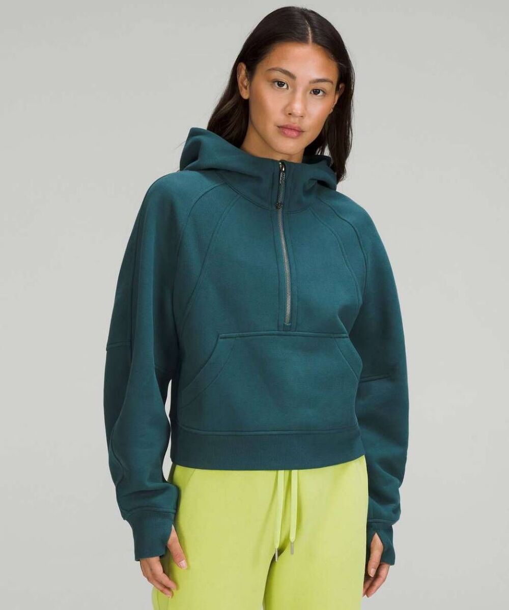 Lululemon Scuba Oversized Half-Zip Hoodie Green Jasper M/L Athleisure Fall Winte